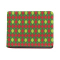 Green And Red Christmas Argyle Print Bifold Wallet