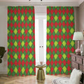 Green And Red Christmas Argyle Print Dimout Pencil Pleat Curtains