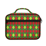 Green And Red Christmas Argyle Print Briefcase Bible Bag