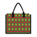 Green And Red Christmas Argyle Print Canvas Tote Bag