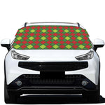 Green And Red Christmas Argyle Print Car Windshield Snow Cover