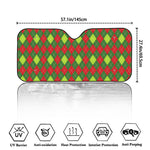 Green And Red Christmas Argyle Print Car Windshield Sun Shade