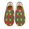 Green And Red Christmas Argyle Print Casual Shoes