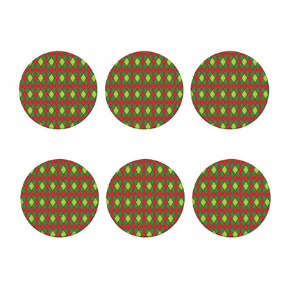 Green And Red Christmas Argyle Print Coaster Set