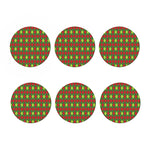 Green And Red Christmas Argyle Print Coaster Set
