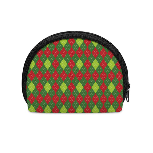 Green And Red Christmas Argyle Print Coin Purse