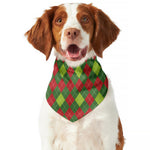 Green And Red Christmas Argyle Print Dog Bandana