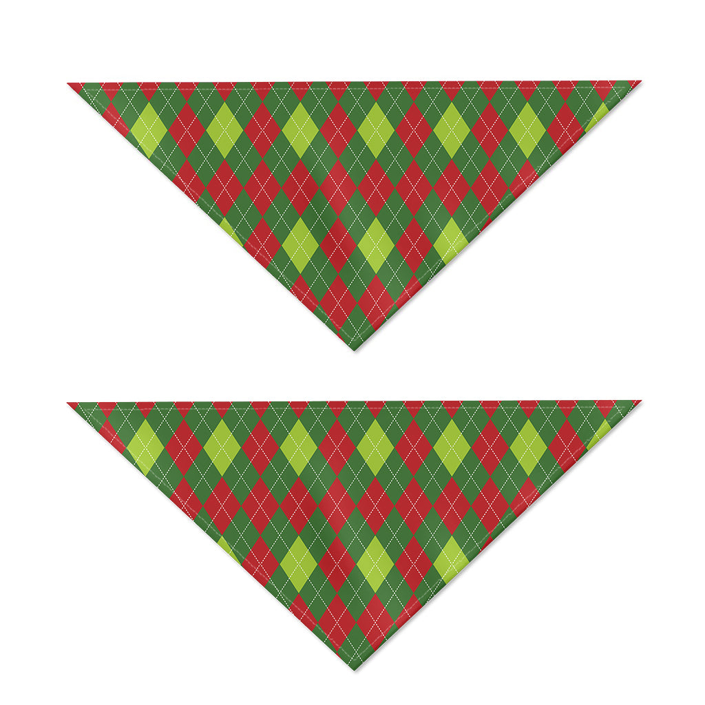 Green And Red Christmas Argyle Print Dog Bandana