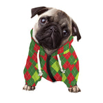 Green And Red Christmas Argyle Print Dog Zip Up Hoodie
