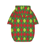 Green And Red Christmas Argyle Print Dog Zip Up Hoodie