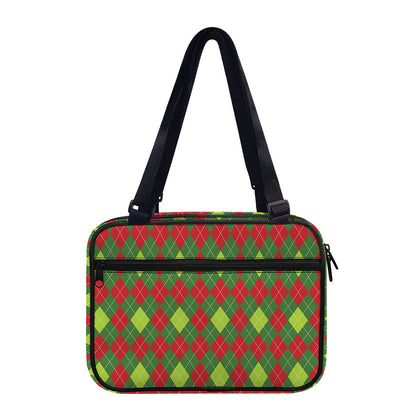 Green And Red Christmas Argyle Print Double Strap Bible Bag