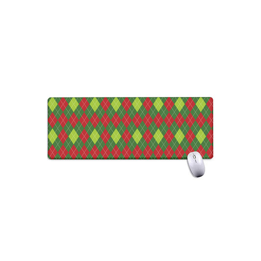 Green And Red Christmas Argyle Print Extended Mouse Pad
