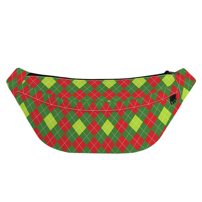 Green And Red Christmas Argyle Print Fanny Pack