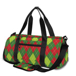 Green And Red Christmas Argyle Print Gym Bag