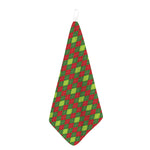 Green And Red Christmas Argyle Print Hand Towel