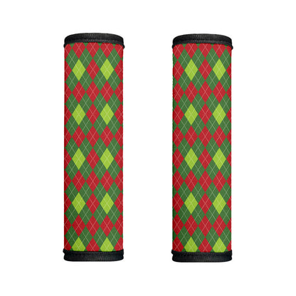 Green And Red Christmas Argyle Print Handle Covers