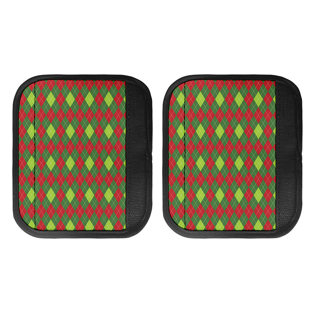 Green And Red Christmas Argyle Print Handle Covers