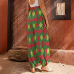 Green And Red Christmas Argyle Print Harem Pants