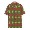 Green And Red Christmas Argyle Print Hawaiian Shirt