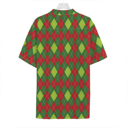 Green And Red Christmas Argyle Print Hawaiian Shirt