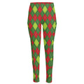 Green And Red Christmas Argyle Print High-Waisted Pocket Leggings
