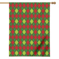 Green And Red Christmas Argyle Print House Flag