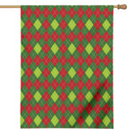Green And Red Christmas Argyle Print House Flag