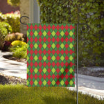 Green And Red Christmas Argyle Print House Flag