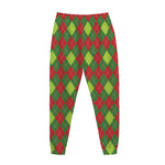 Green And Red Christmas Argyle Print Jogger Pants
