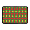Green And Red Christmas Argyle Print Kitchen Mat