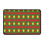 Green And Red Christmas Argyle Print Kitchen Mat