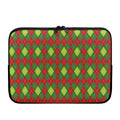 Green And Red Christmas Argyle Print Laptop Sleeve