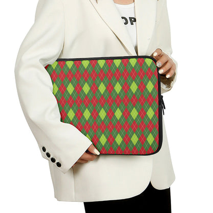 Green And Red Christmas Argyle Print Laptop Sleeve