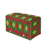 Green And Red Christmas Argyle Print Leather Tissue Box Cover