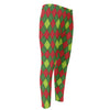 Green And Red Christmas Argyle Print Men's Compression Pants