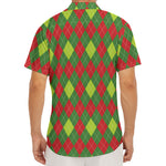 Green And Red Christmas Argyle Print Men's Deep V-Neck Shirt