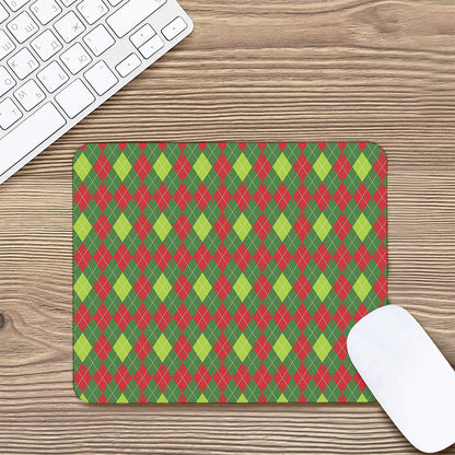 Green And Red Christmas Argyle Print Mouse Pad