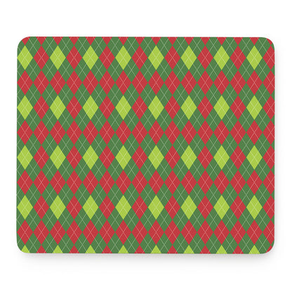 Green And Red Christmas Argyle Print Mouse Pad