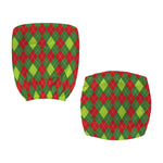 Green And Red Christmas Argyle Print Office Chair Cover