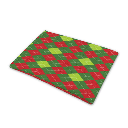 Green And Red Christmas Argyle Print Pet Cooling Mat Cover