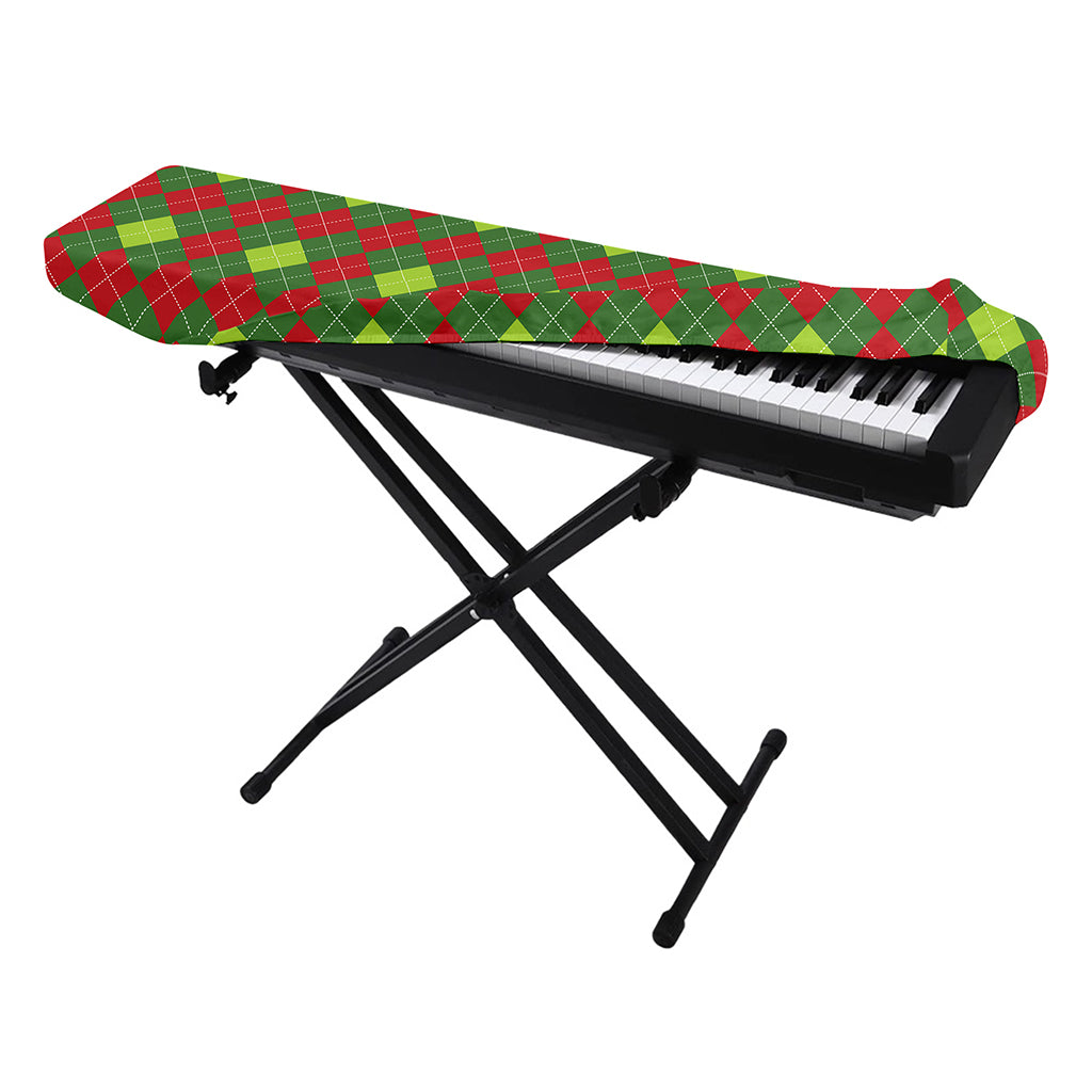 Green And Red Christmas Argyle Print Piano Keyboard Cover