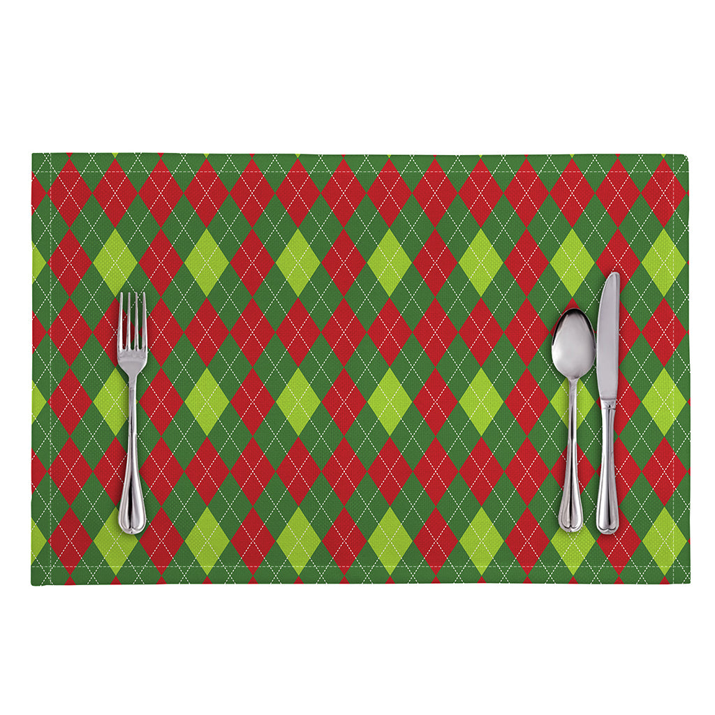 Green And Red Christmas Argyle Print Placemat