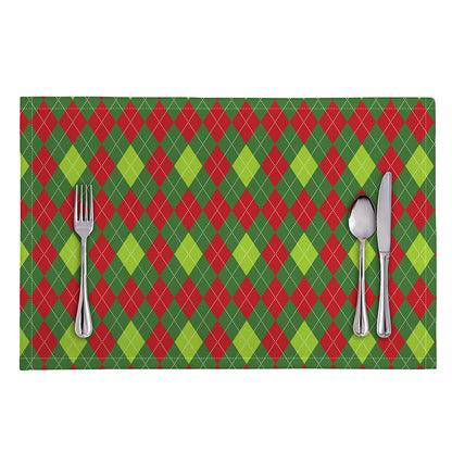 Green And Red Christmas Argyle Print Placemat