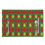 Green And Red Christmas Argyle Print Placemat