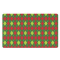 Green And Red Christmas Argyle Print Polyester Doormat