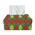 Green And Red Christmas Argyle Print Rectangle Tissue Box Cover