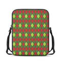 Green And Red Christmas Argyle Print Rectangular Crossbody Bag