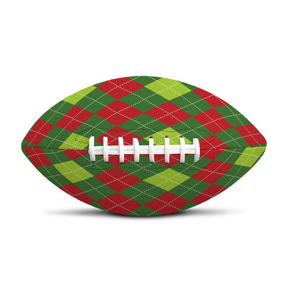 Green And Red Christmas Argyle Print Rugby Ball
