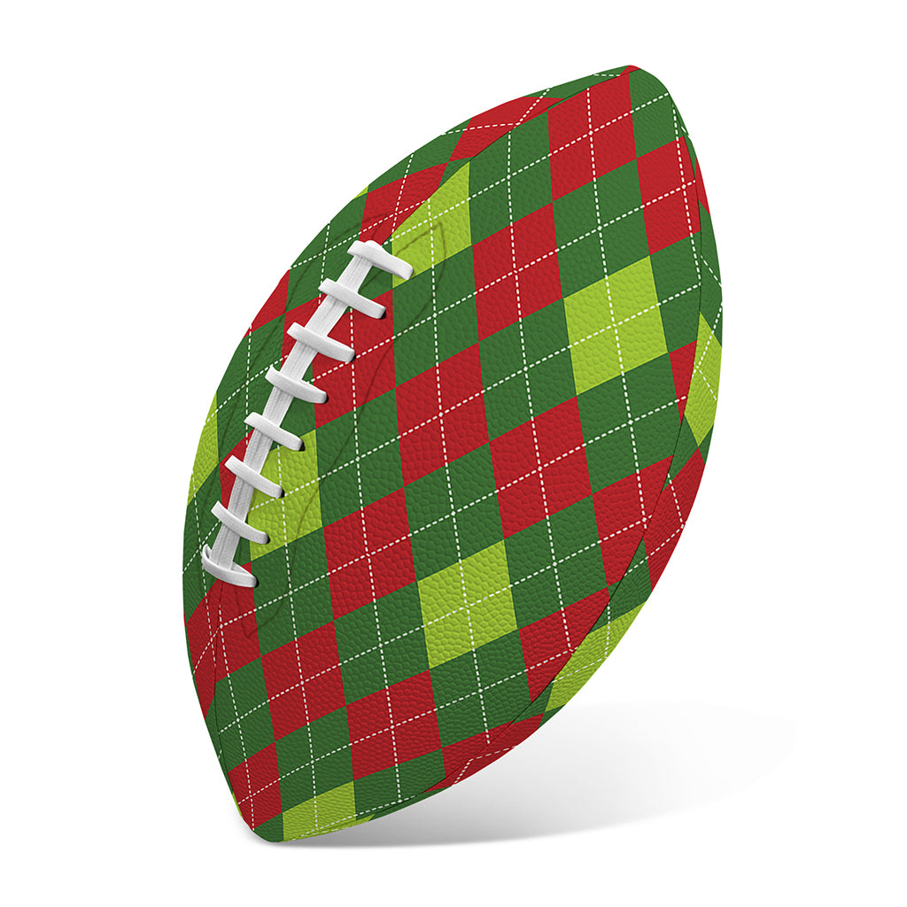Green And Red Christmas Argyle Print Rugby Ball