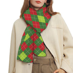 Green And Red Christmas Argyle Print Scarf